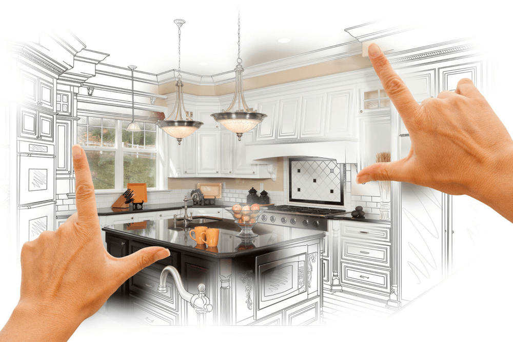 hands framing a kitchen remodel idea