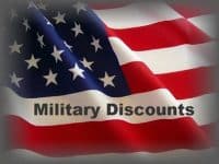 American flag with words "military discount"