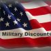 American flag with words "military discount"