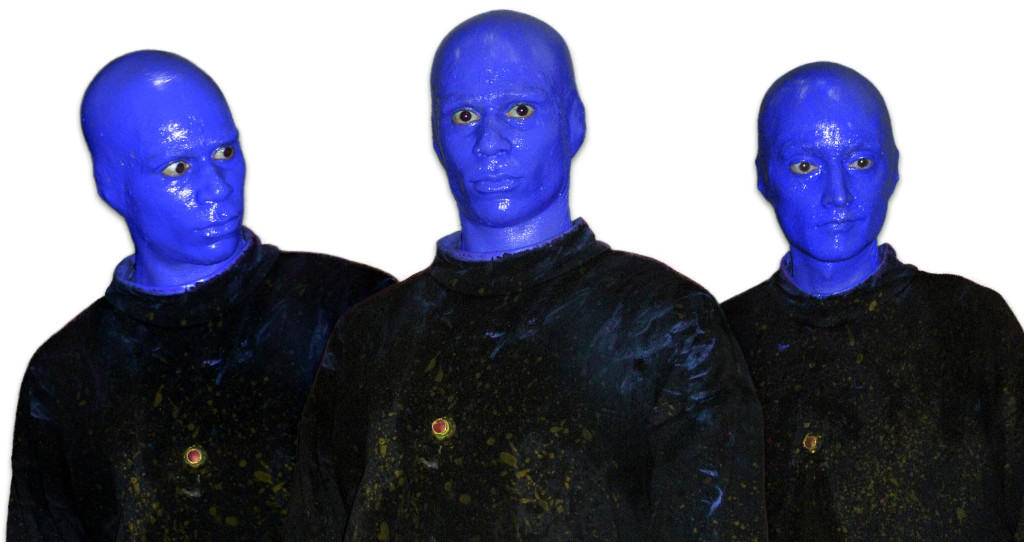 Blue paint and black clothes will turn you and two pals into the Blue Man Group.