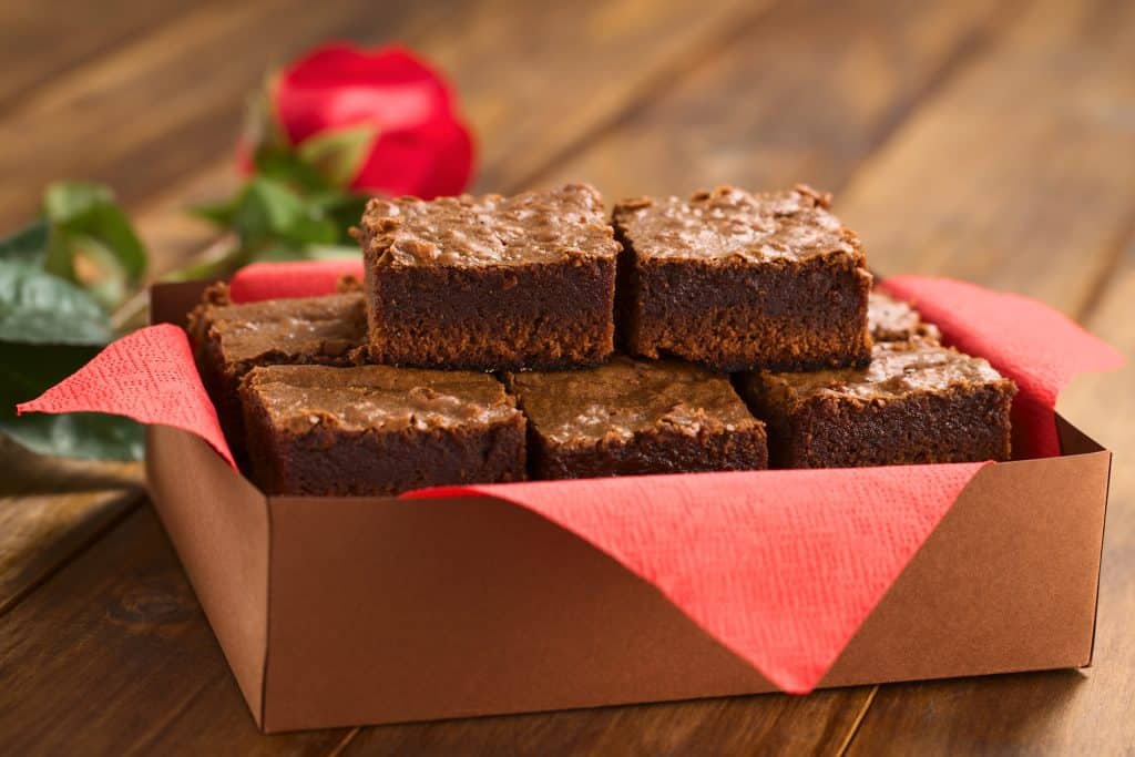 Homemade brownies in a gift box