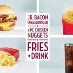 Wendy’s 4 For $4 Meal Deal includes sandwich, nuggets, fries & drink