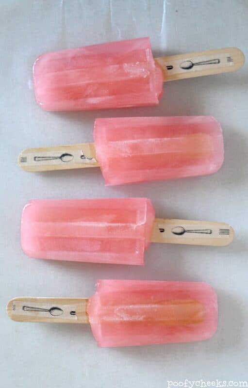 DIY ice pops - photo of pink jell-o popsicles