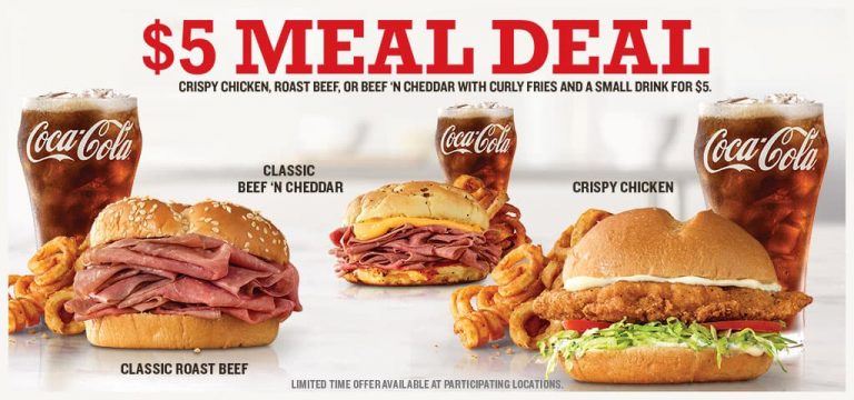 Arby s Offers 5 Meal Deal With Sandwich Fries Drink Living On The Cheap