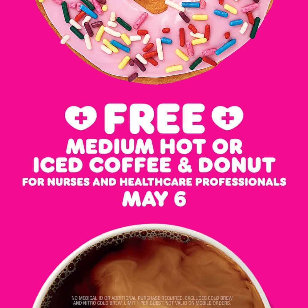 Dunkin' Healthcare workers get free coffee & donut Living On The Cheap