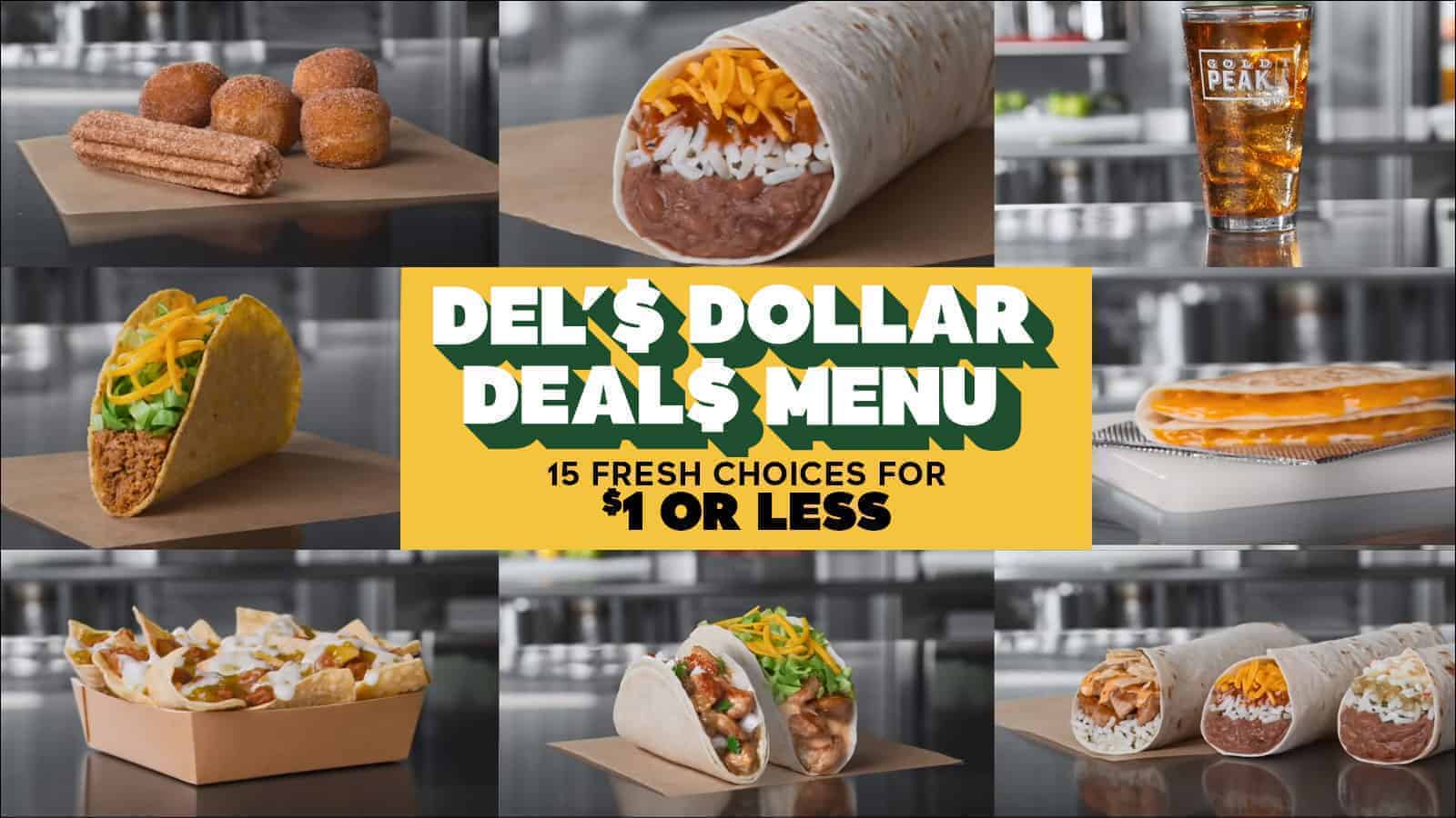 Del Taco Dollar Deals Menu with 15 items at 1 or less Living On The