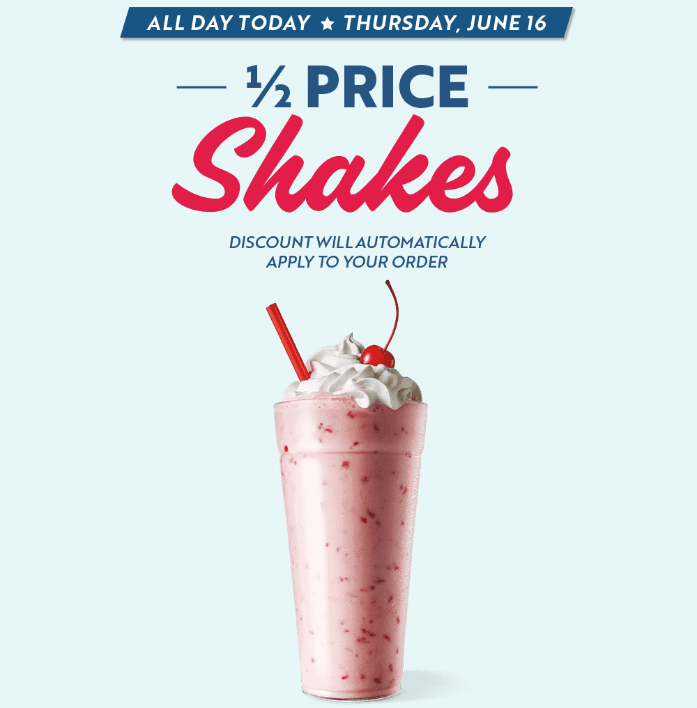 Get halfprice shakes at Sonic DriveIn June 16 Living On The Cheap