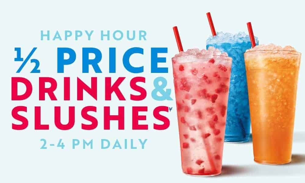 Sonic Drive In s Happy Hour Sip On Half price Drinks And Slushes Every 