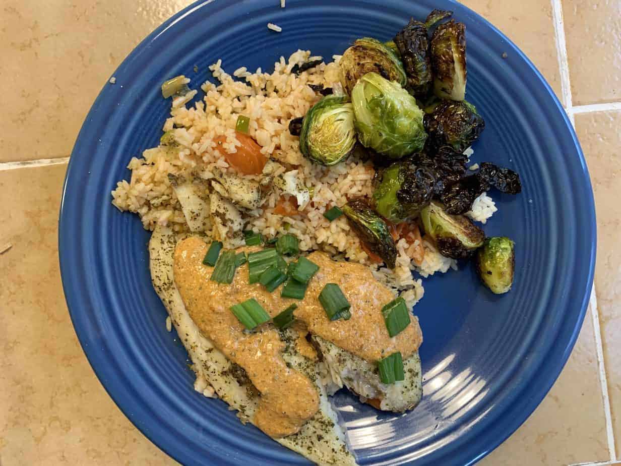 Meal kit services compared - Blue Apron tilapia in romesco sauce dish