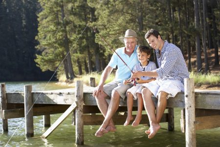 Used outdoor gear - Father,son and grandson fishing together