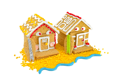 A holiday house kit for kids is made of graham crackers.