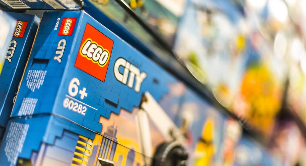Blue box of Lego city construction set