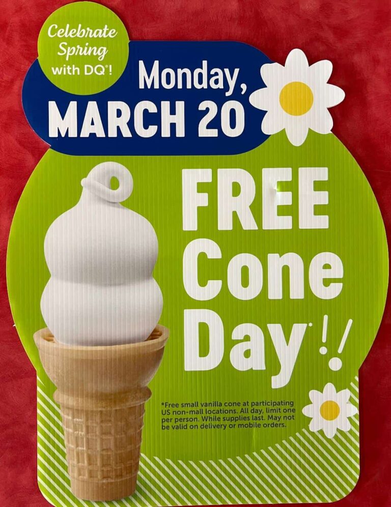dq free cone day Living On The Cheap