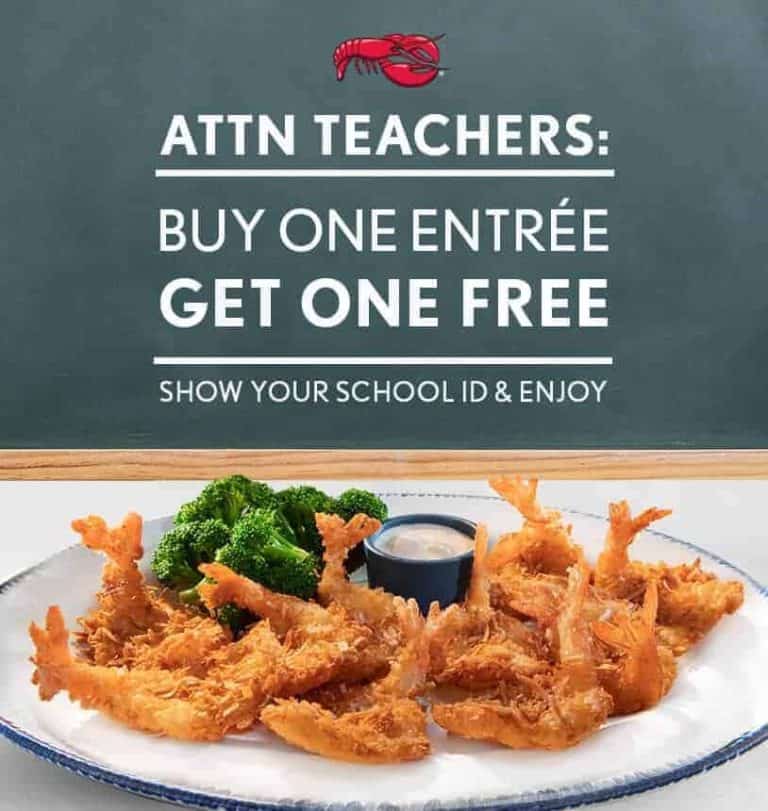 Teachers catch rare buyonegetone free special at Red Lobster