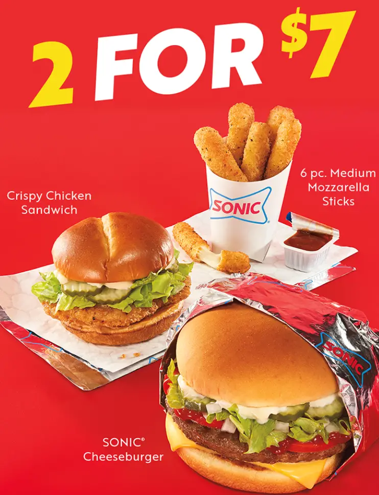 Bite into big savings with Sonic DriveIn's new 2 for 7 value menu