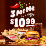 Chili’s 3 For Me special includes drink, appetizer and entrée for just $10.99 