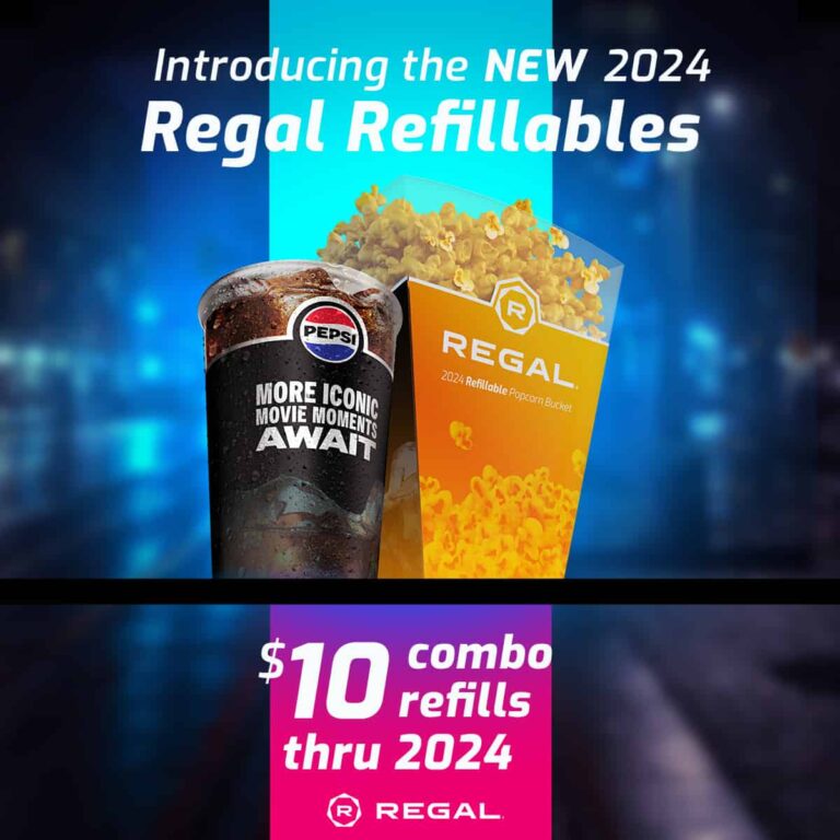 Cheap popcorn and soft drinks all year long in 2024 at Regal Cinemas