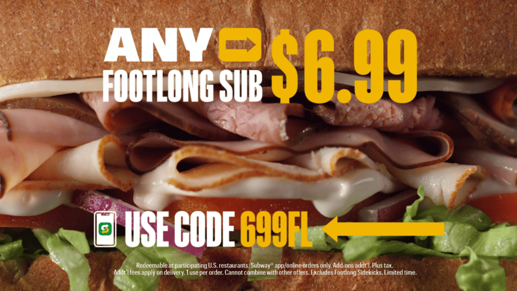 Enjoy any Footlong sub for just 6.99 at Subway Chicago on the Cheap